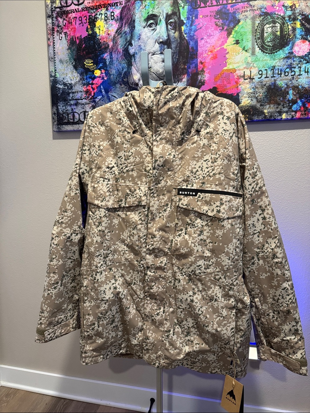 Burton Tan Digital Camo Hooded Ski Jacket